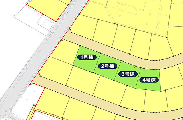 岩手・盛岡の建売 ミネルバ開発/紫波・桜町6期4棟区割り